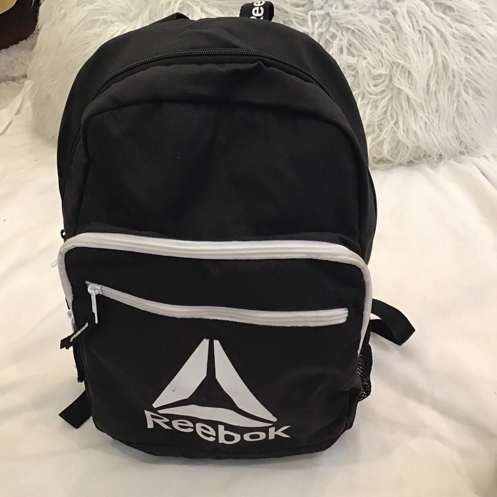 Reebok Black Backpack with White Logo and Trim